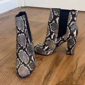 Sam Edelman Black and White Snakeskin Ankle Boots